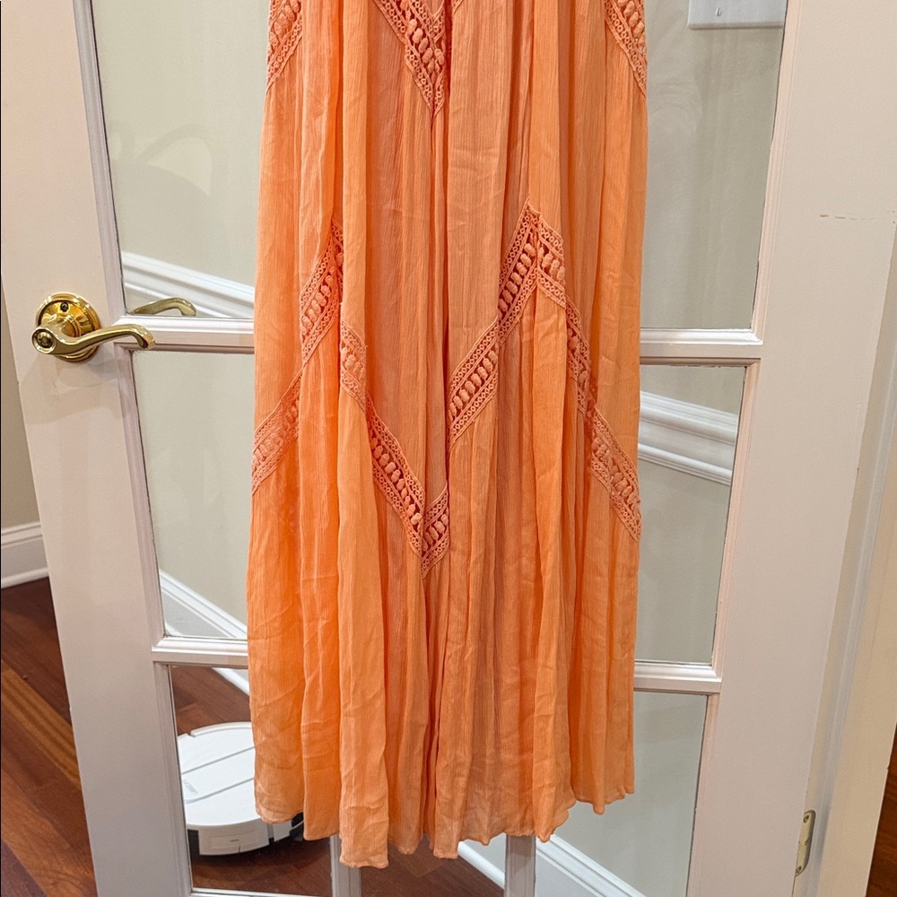 Chelsea & Violet Peach Boho Festival Maxi Dress Medium Sleeveless Summer Wedding - Picture 6 of 14